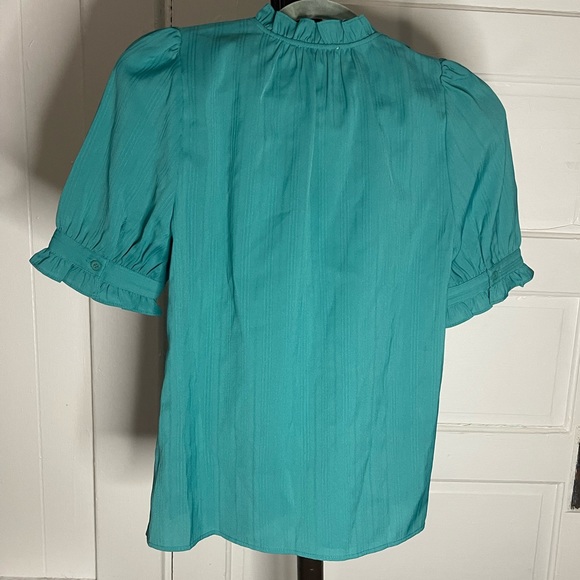 NWT JADE Melody Tam Teal Ruffle Blouse Size Small - Picture 4 of 8